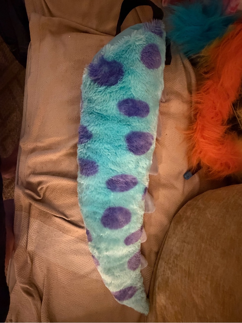 Disney Blue Plush Monster Tail with Purple Spots Costume Accessory